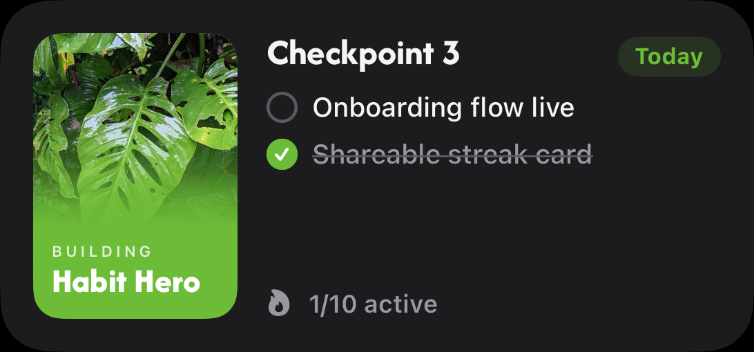 Medium widget: Checkpoint 3 of Habit Hero with its goals